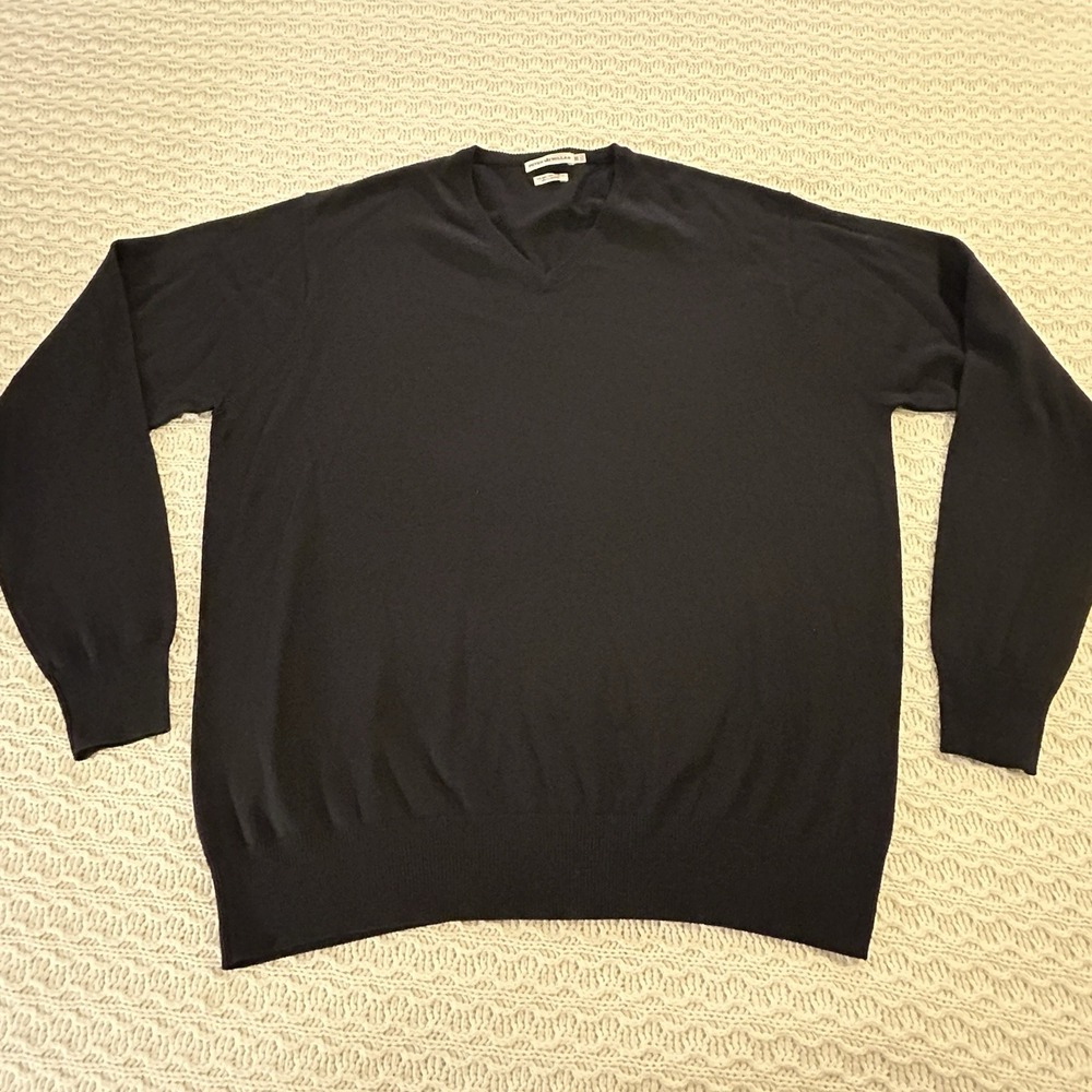 Peter Millar Sweater Black Silk‎ Cashmere Cotton Blend V Neck Men's XL